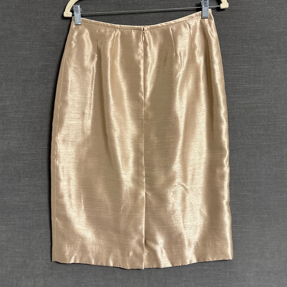 Le Suit Skirt Suit 6 Gold Satin Shimmer Metallic Formal Wedding Evening Mother - Picture 13 of 16